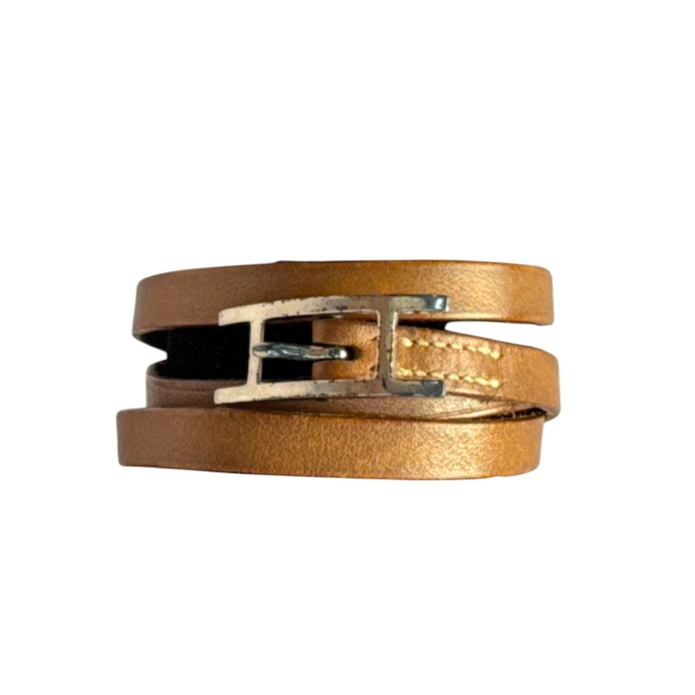Hermes Tan Leather Wrap Bracelet
